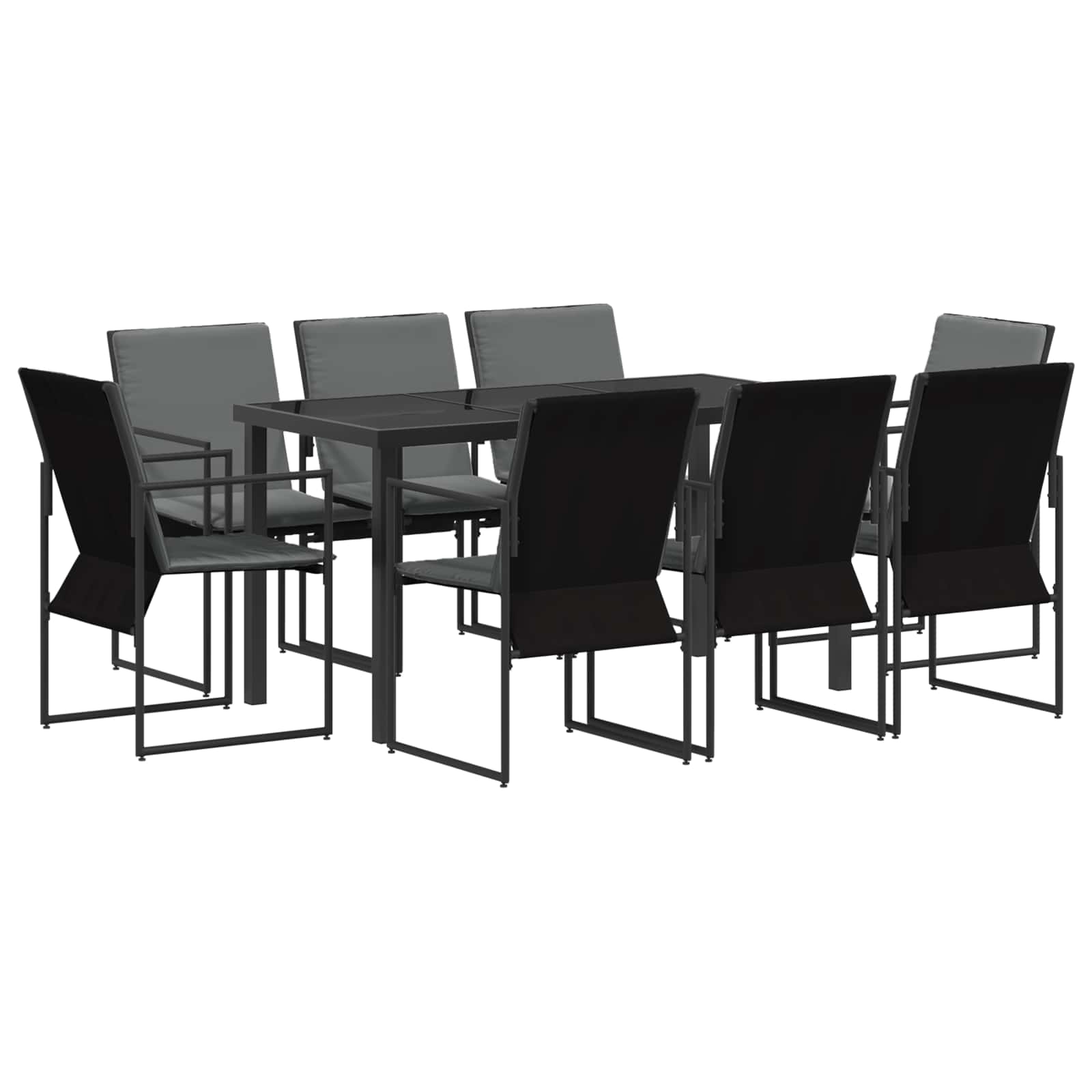 vidaXL Garten Essgruppe 9 pcs Schwarz und Anthrazit 160 x 80 x 73 cm