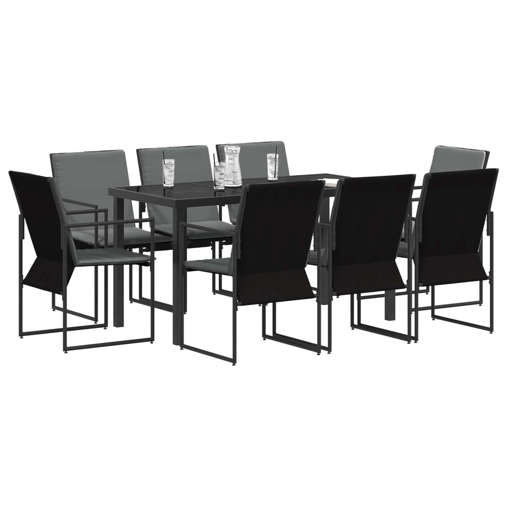 vidaXL Garten Essgruppe 9 pcs Schwarz und Anthrazit 160 x 80 x 73 cm