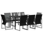 vidaXL Garten Essgruppe 9 pcs Schwarz und Anthrazit 160 x 80 x 73 cm