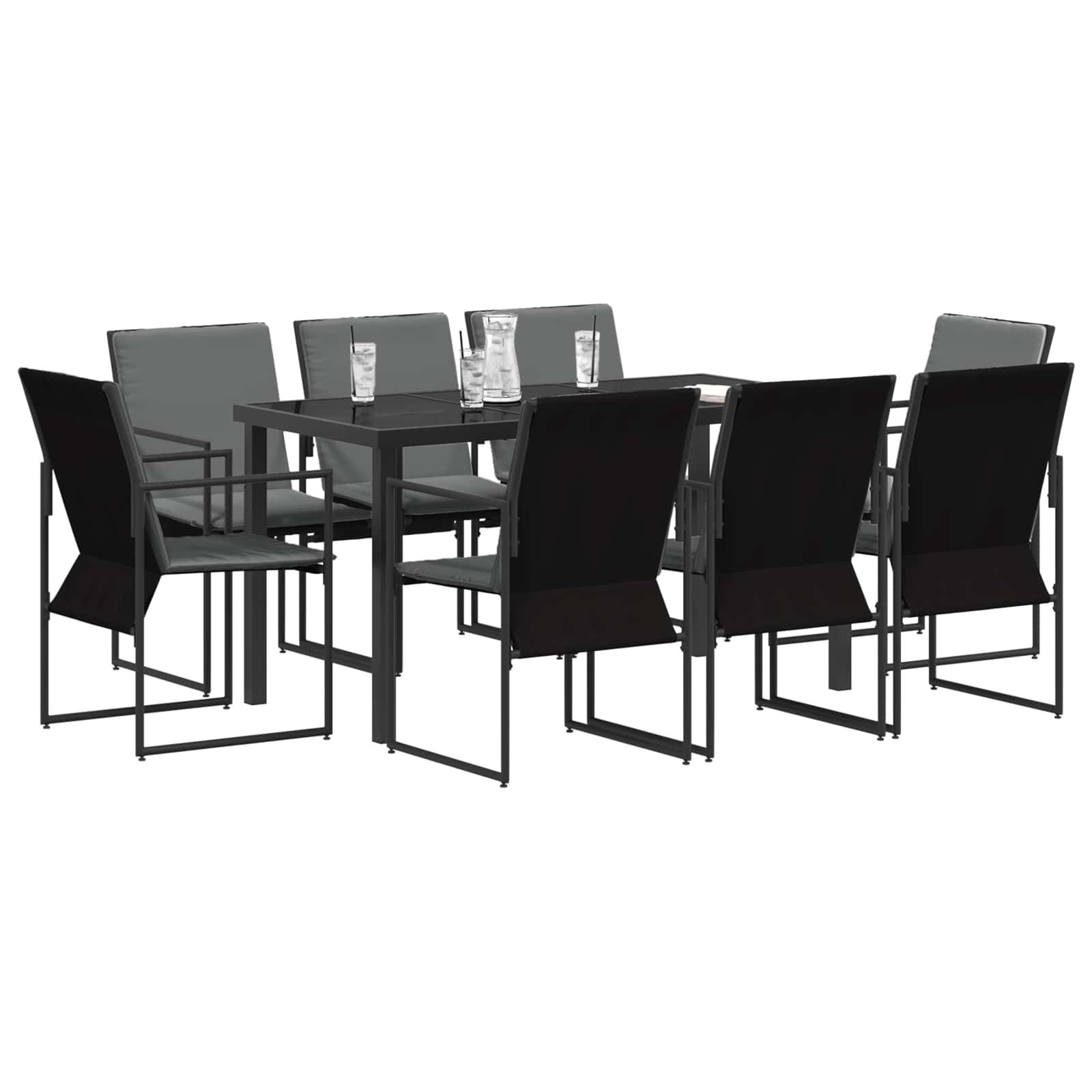 vidaXL Garten Essgruppe 9 pcs Schwarz und Anthrazit 160 x 80 x 73 cm