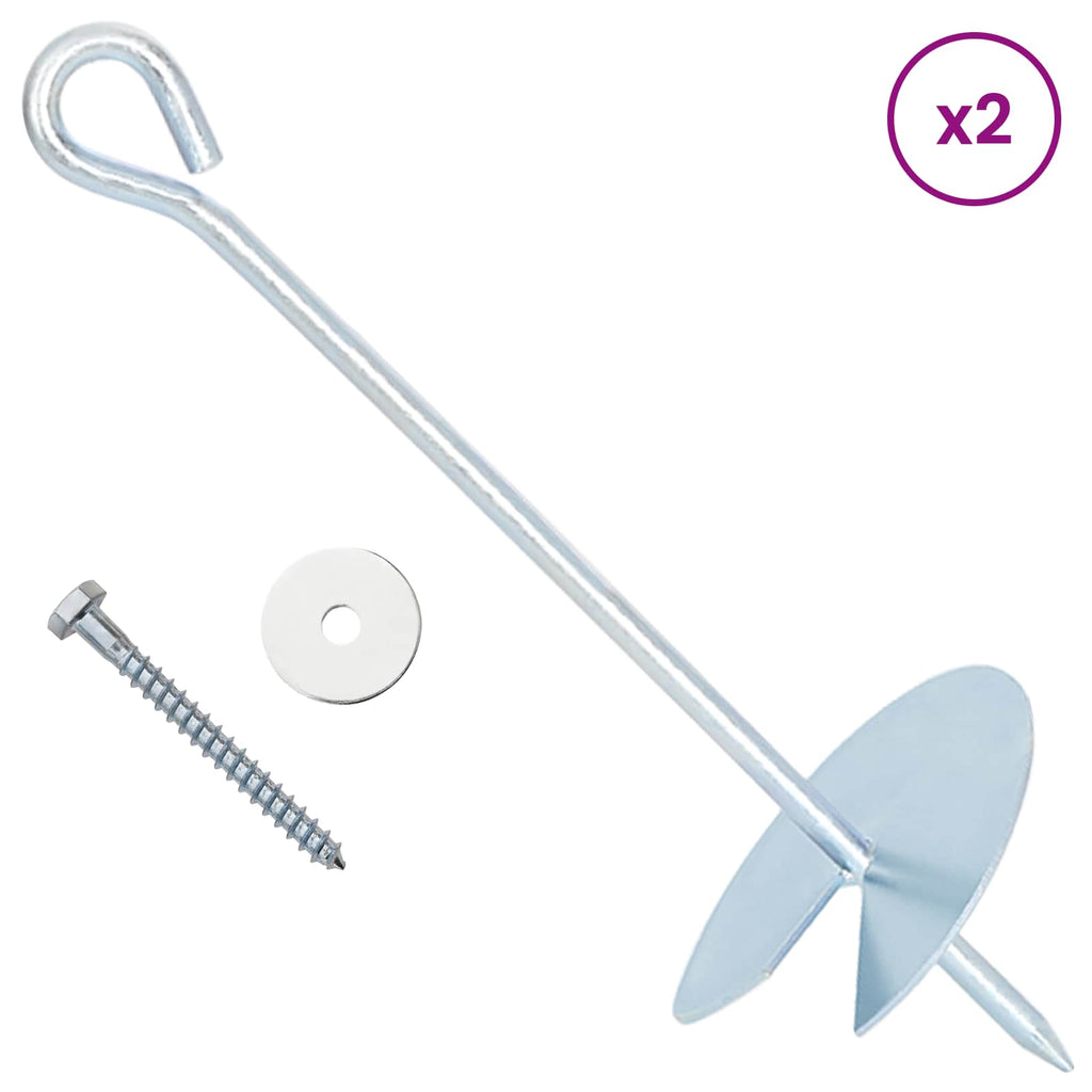 vidaXL Erdanker 2 pcs Silber Ø10 x 30 cm Galvanisiertes Metall