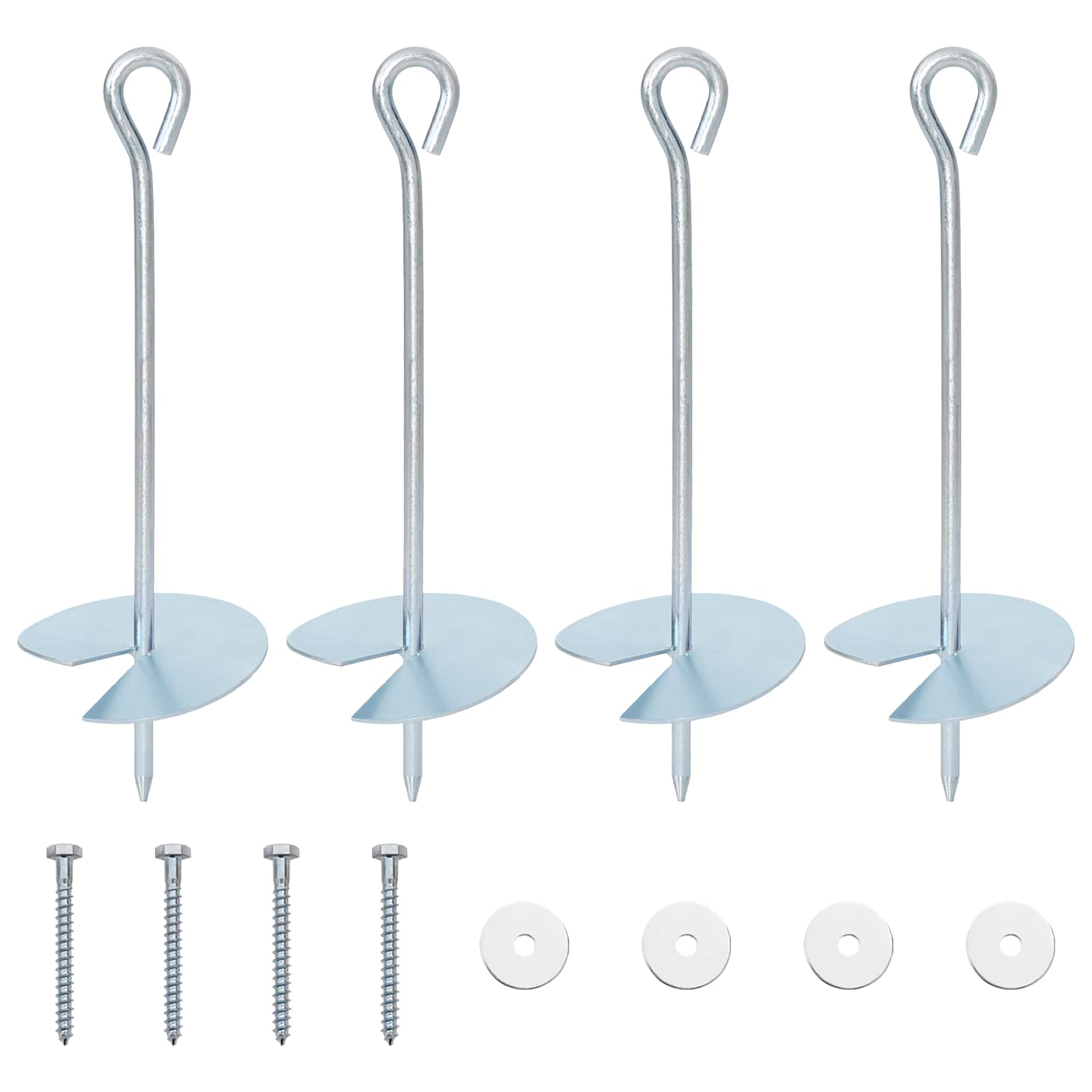 vidaXL Erdanker 4 pcs Silber Ø10 x 30 cm Galvanisiertes Metall