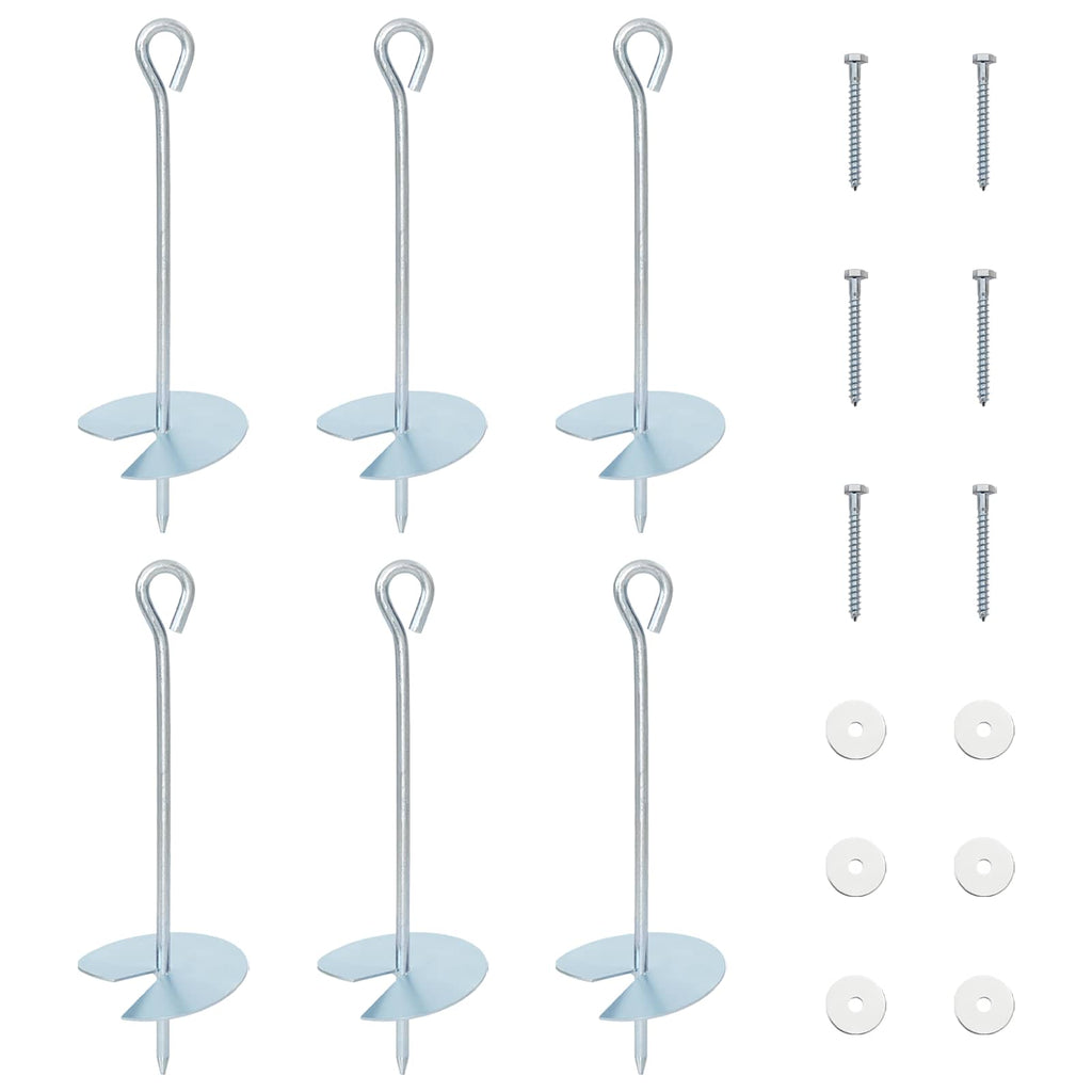 vidaXL Erdanker 6 pcs Silber Ø10 x 30 cm Galvanisiertes Metall