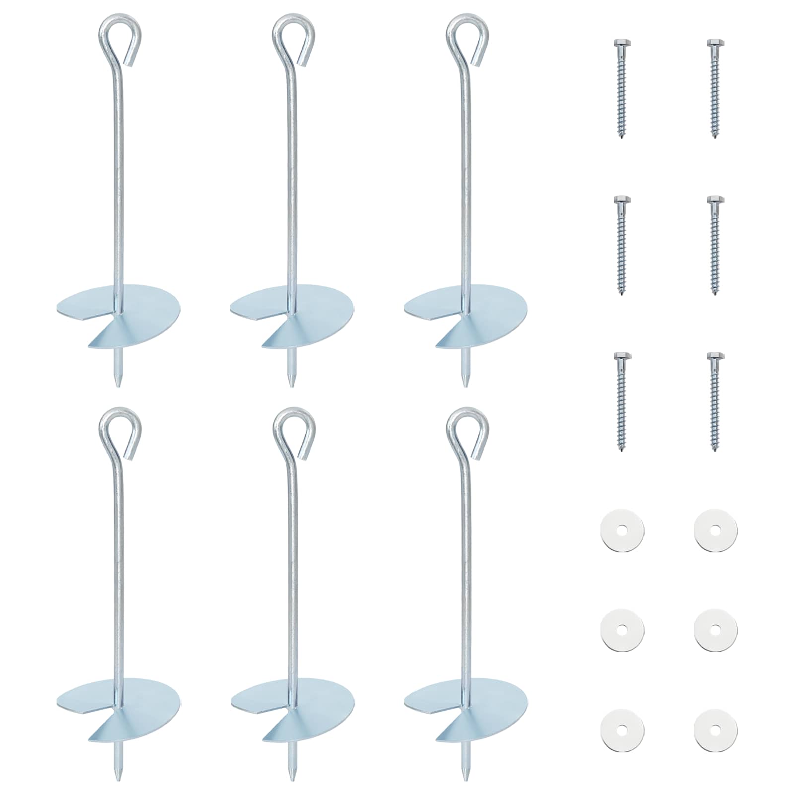 vidaXL Erdanker 6 pcs Silber Ø10 x 30 cm Galvanisiertes Metall