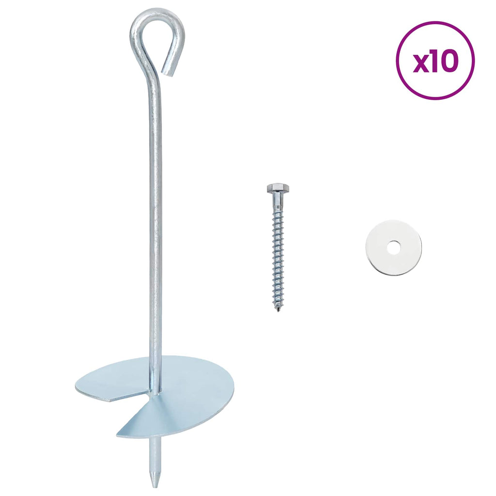 vidaXL Erdanker 10 pcs Silber Ø10 x 30 cm Galvanisiertes Metall