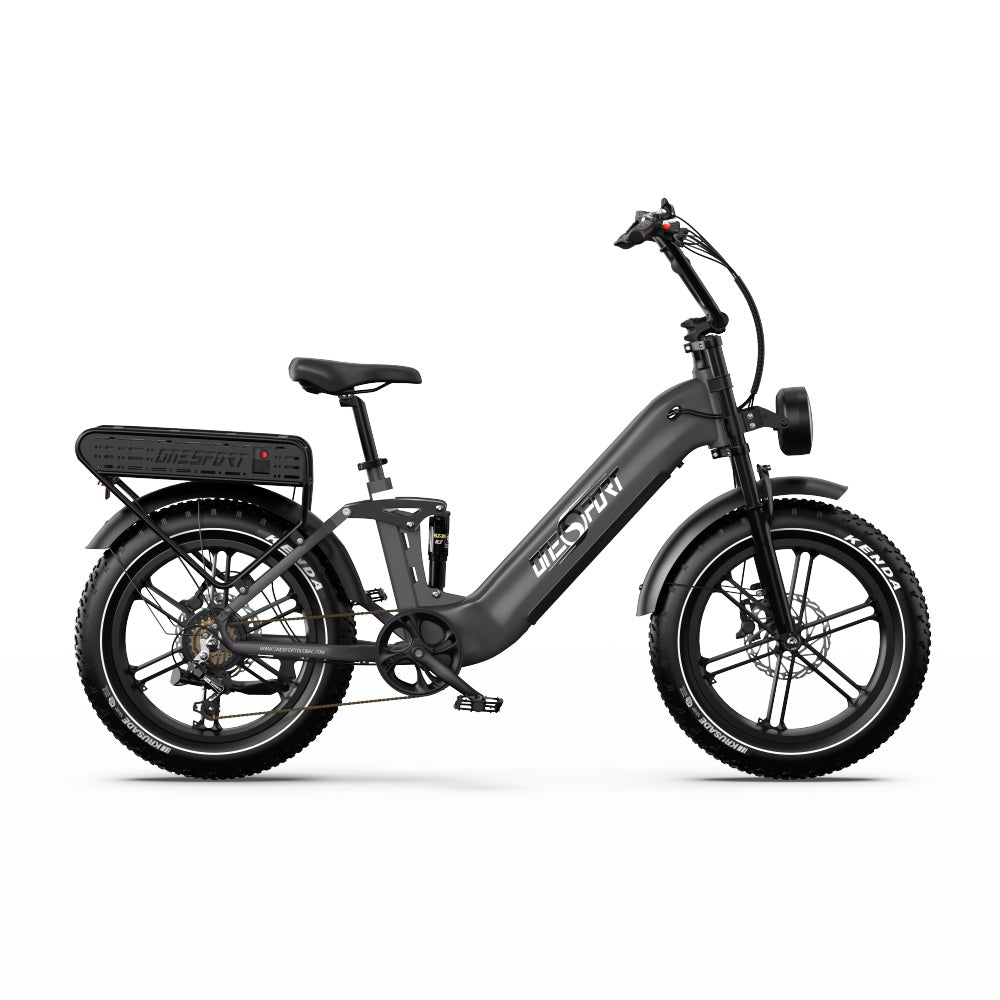 E-Bike ONESPORT OT08 PRO - Motor 500W Akku 48V18AH*2 20 Zoll Räder Scheibenbremse - Grau