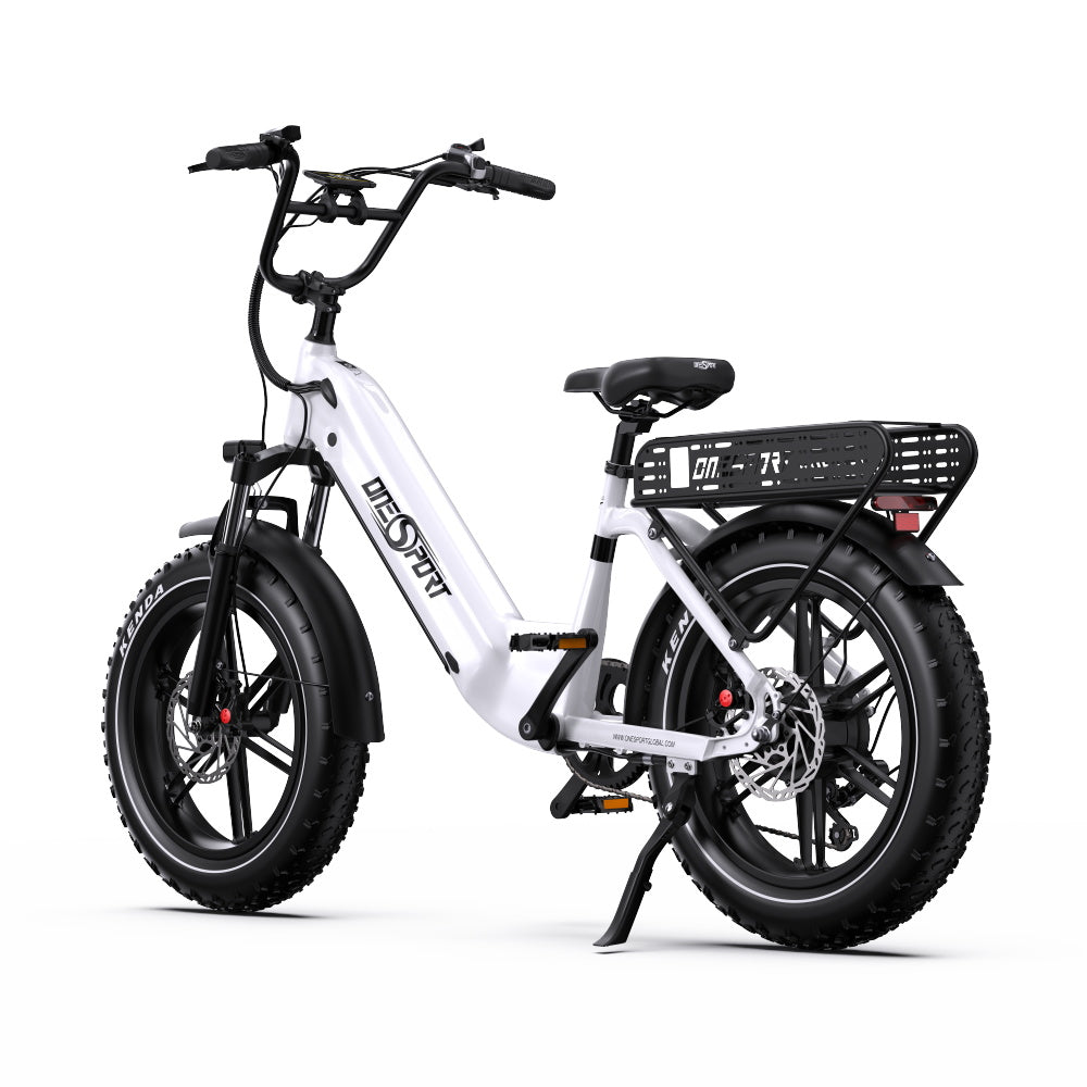 Vélo électrique ONESPORT OT08 - Moteur 500W Batterie 48V18AH Roues 20 pouces Frein à disque - Blanc