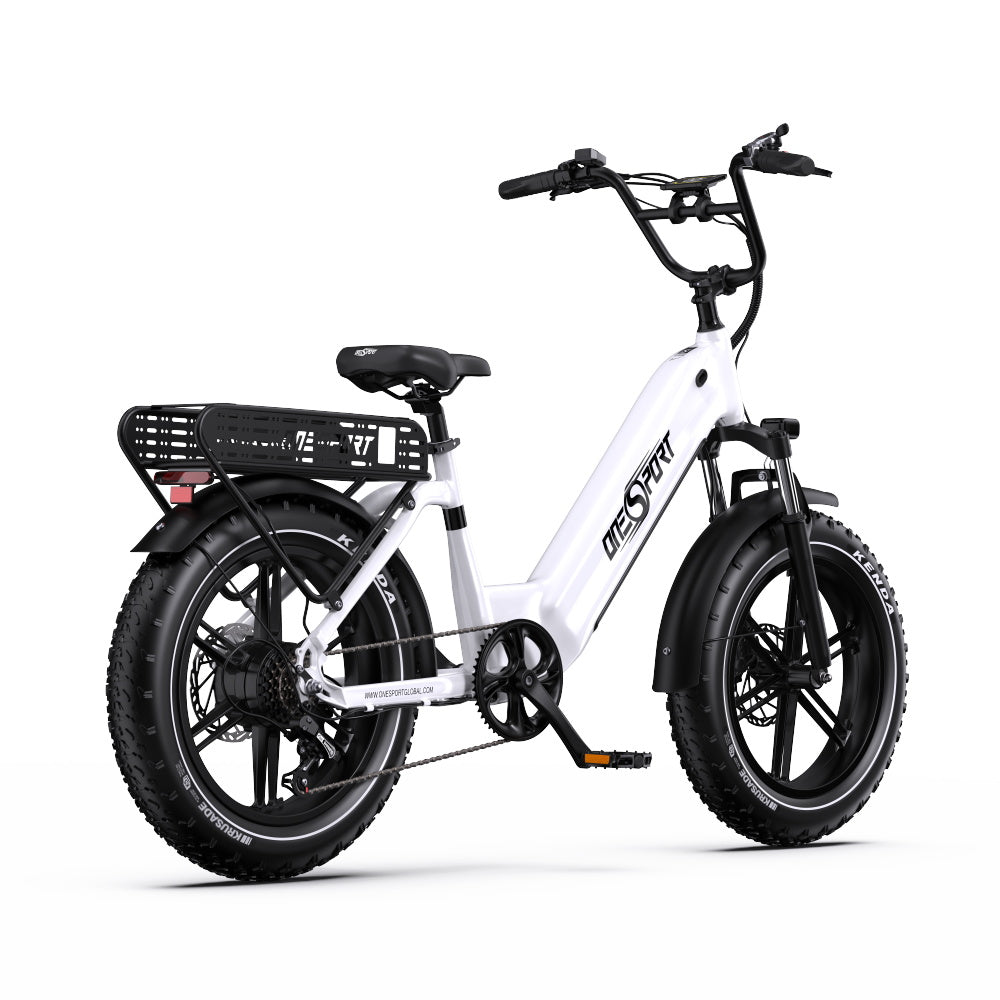Vélo électrique ONESPORT OT08 - Moteur 500W Batterie 48V18AH Roues 20 pouces Frein à disque - Blanc