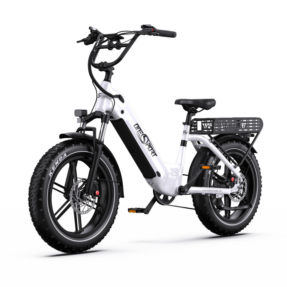 Vélo électrique ONESPORT OT08 - Moteur 500W Batterie 48V18AH Roues 20 pouces Frein à disque - Blanc