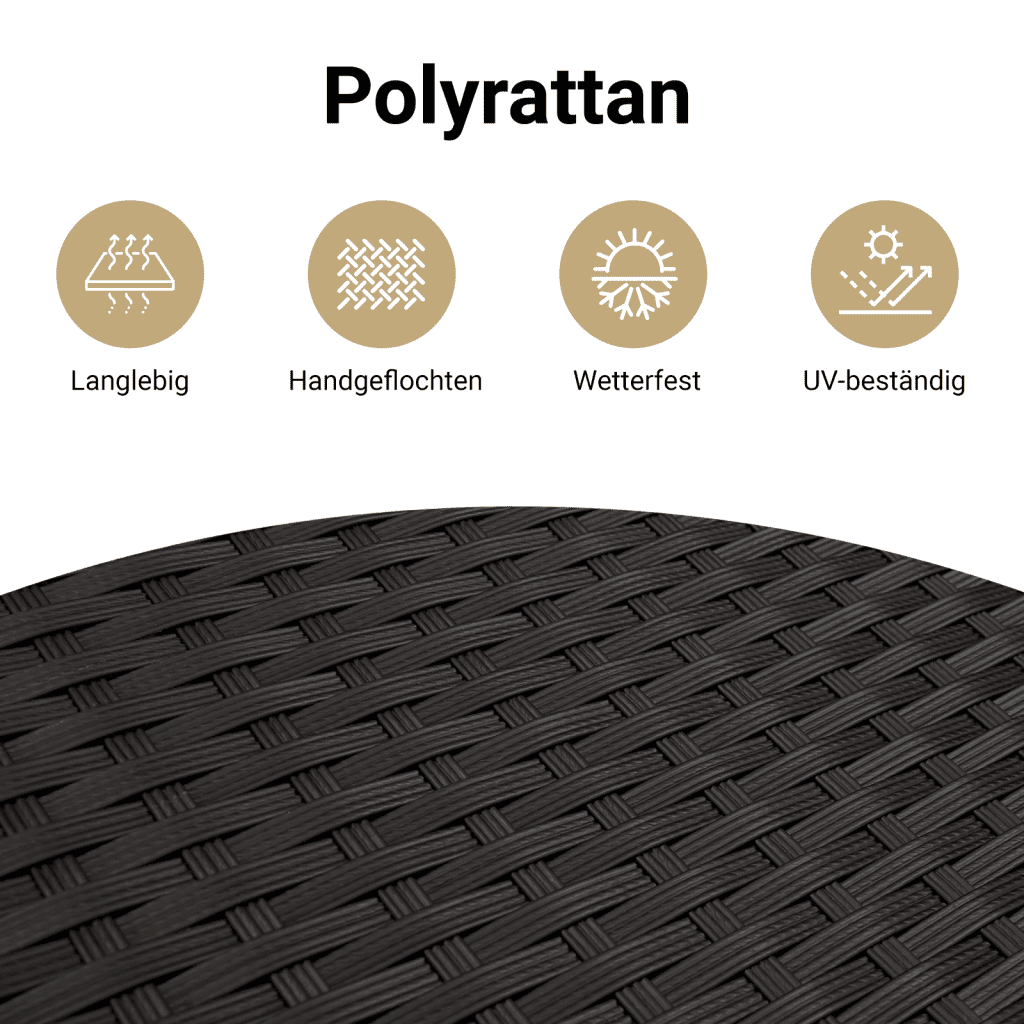 vidaXL 14-tlg. Garten-Sofagarnitur mit Kissen Schwarz Poly Rattan