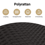 vidaXL 8-tlg. Garten-Sofagarnitur mit Kissen Schwarz Poly Rattan