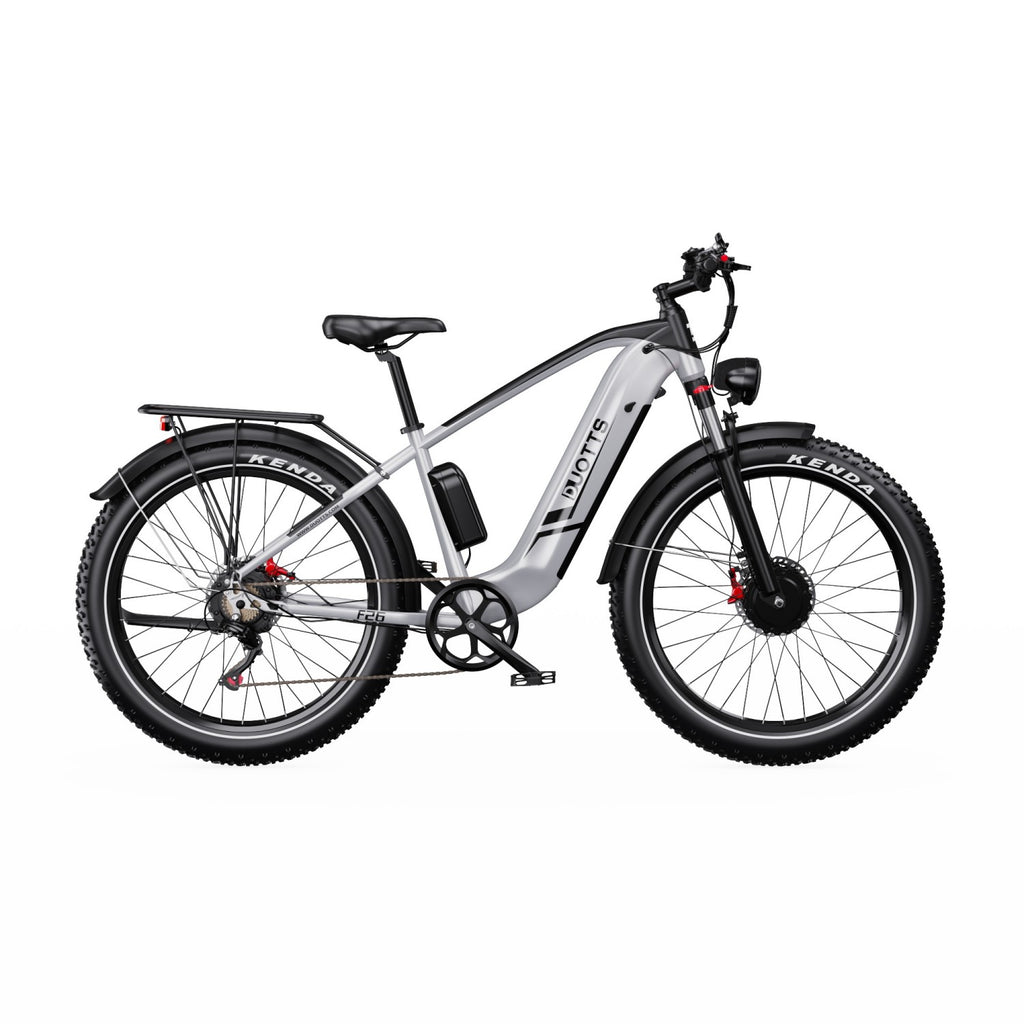 Vélo électrique Duotts F26 - Moteur 2*750W Batterie Samsung 48V 20Ah Non pliable - Argent Blanc