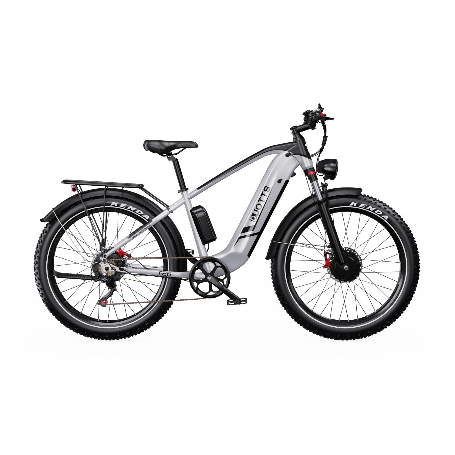 Duotts F26 Elektrisches Fahrrad - 2*750W Motor 48V 20Ah Samsung Batterie  Nicht faltbar - Silber Weiss