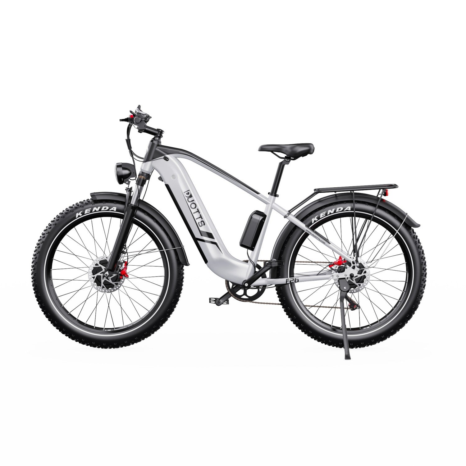 Duotts F26 Elektrisches Fahrrad - 2*750W Motor 48V 20Ah Samsung Batterie  Nicht faltbar - Silber Weiss