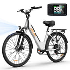 Vélo électrique URLIFE E26 - Moteur 250 W Batterie 48 V 10,4 Ah Pneus 26 pouces Freins à disque - Blanc