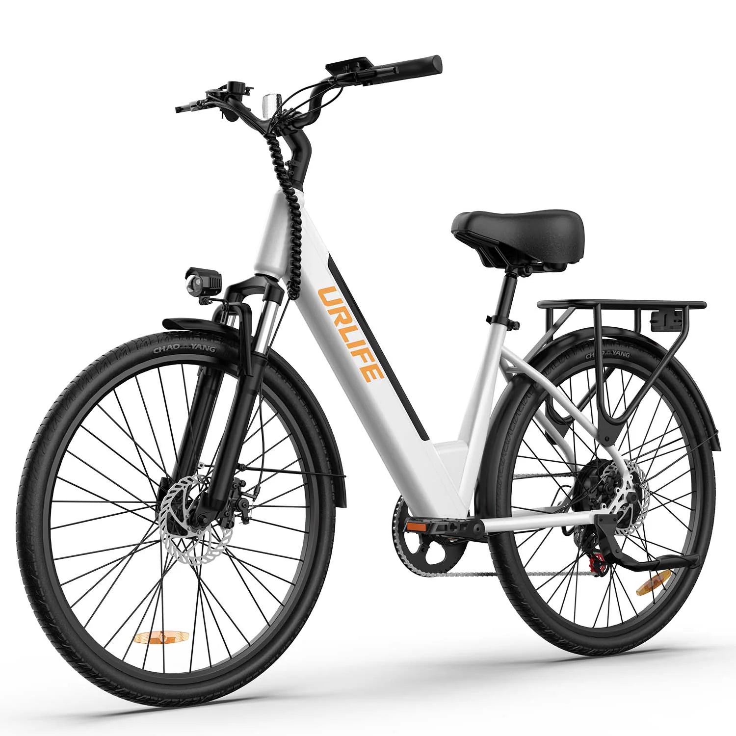 Vélo électrique URLIFE E26 - Moteur 250 W Batterie 48 V 10,4 Ah Pneus 26 pouces Freins à disque - Blanc