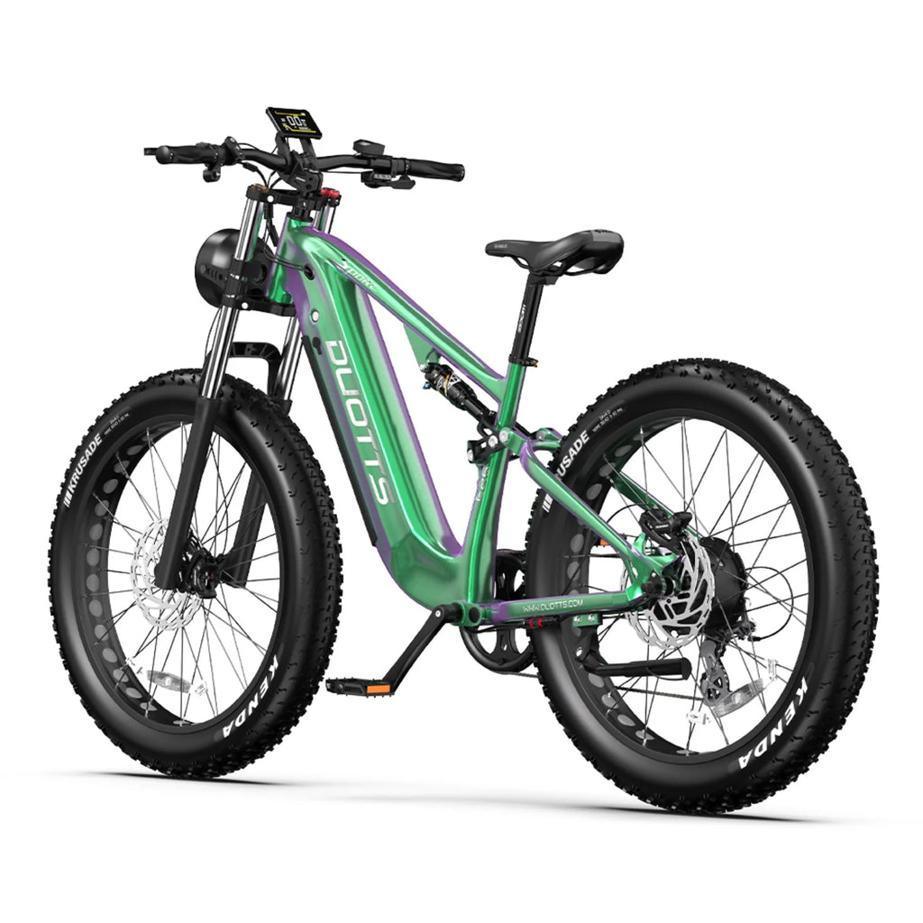 Duotts E26 E-Bike - Motor 750W Battery 48V20AH 26*4.0 Inch Fat Tires Front Rear Hydraulic Brakes - Green Purple