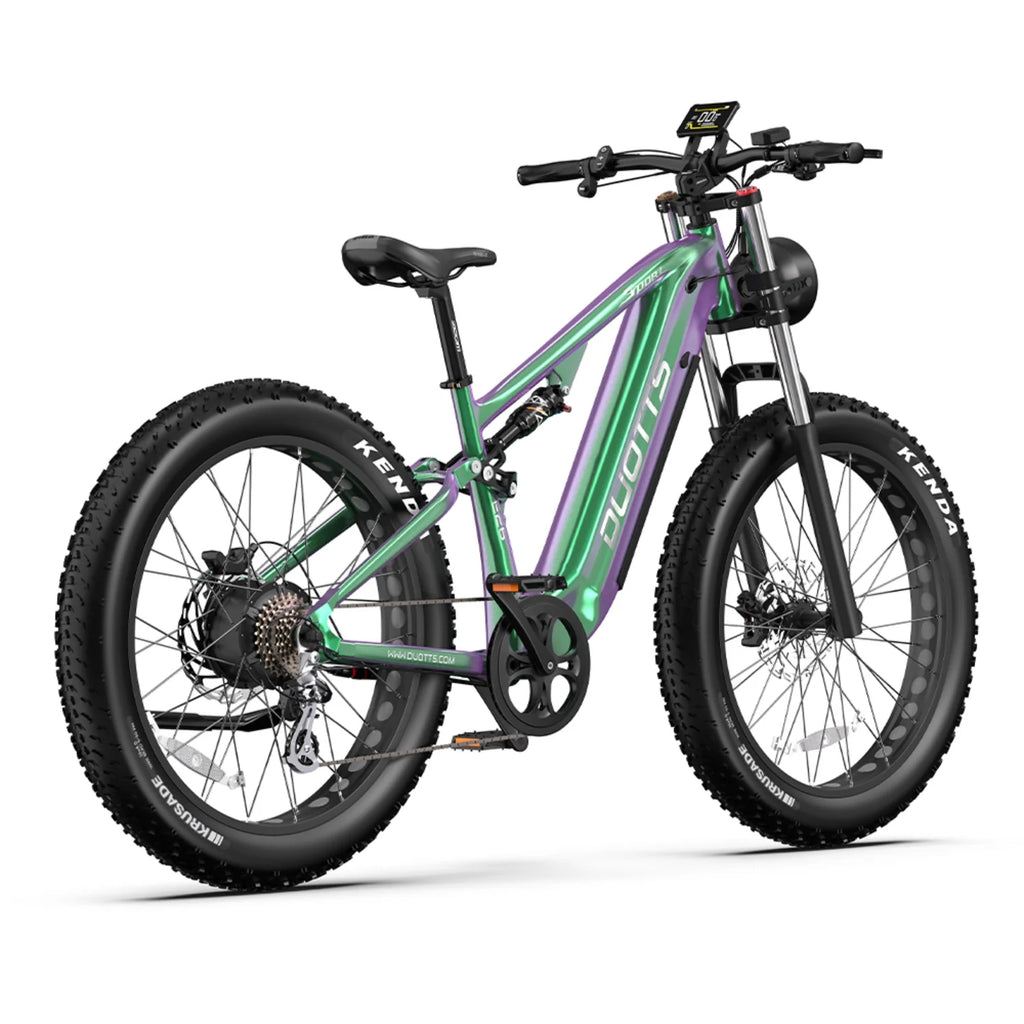 Duotts E26 E-Bike - Motor 750W Battery 48V20AH 26*4.0 Inch Fat Tires Front Rear Hydraulic Brakes - Green Purple