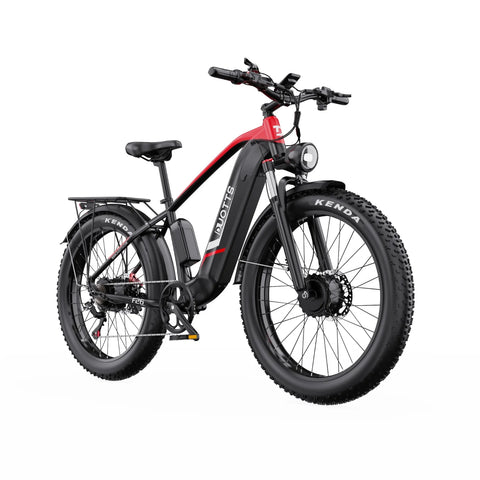 Duotts F26 Elektrisches Fahrrad - 2*750W Motor 48V 20Ah Samsung Batterie  Nicht faltbar - Schwarz Rot