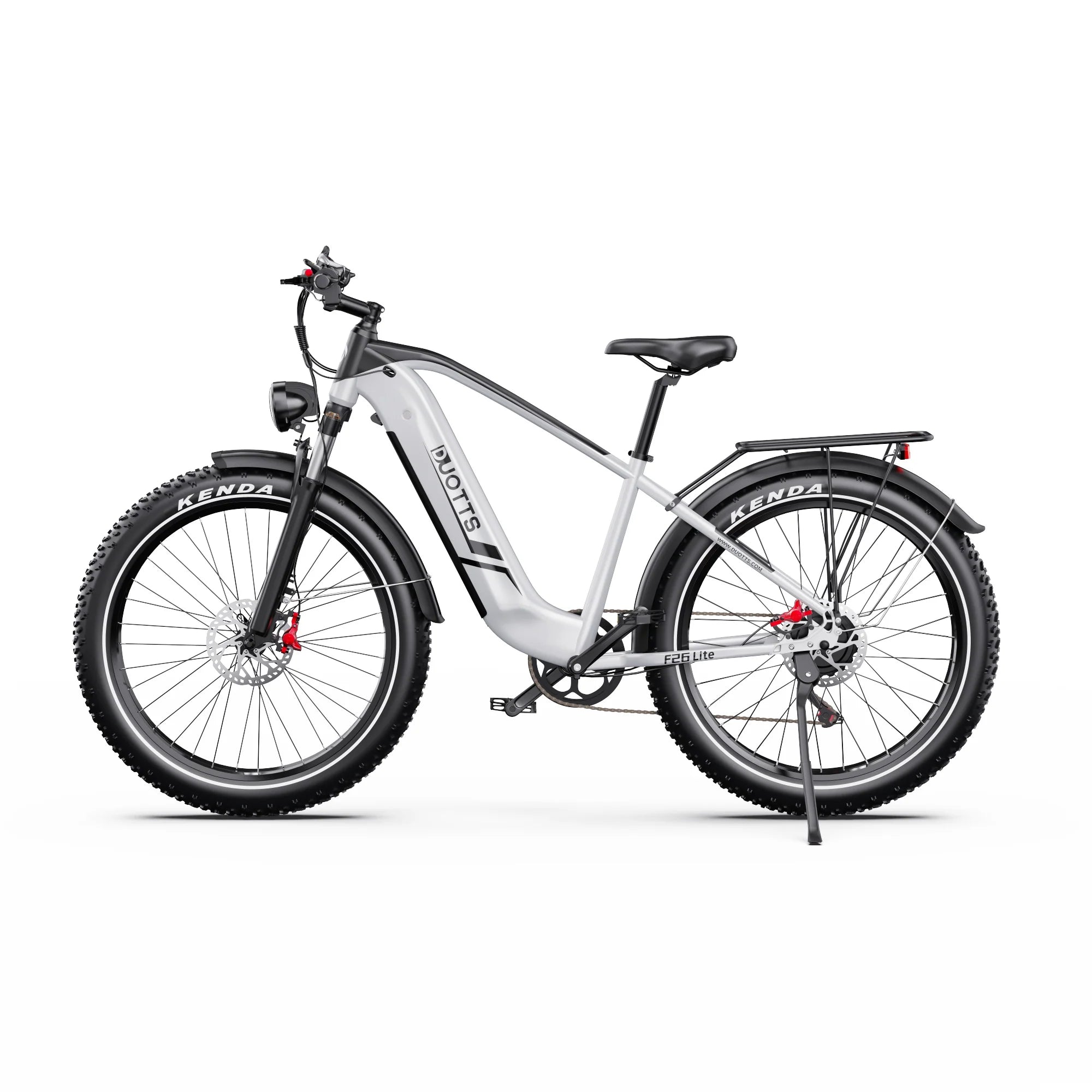 E-Bike Duotts F26 Lite - Motor 500W Batterie 48V18Ah 26 Zoll Reifen Hydraulische Bremsen - Silber Weiß