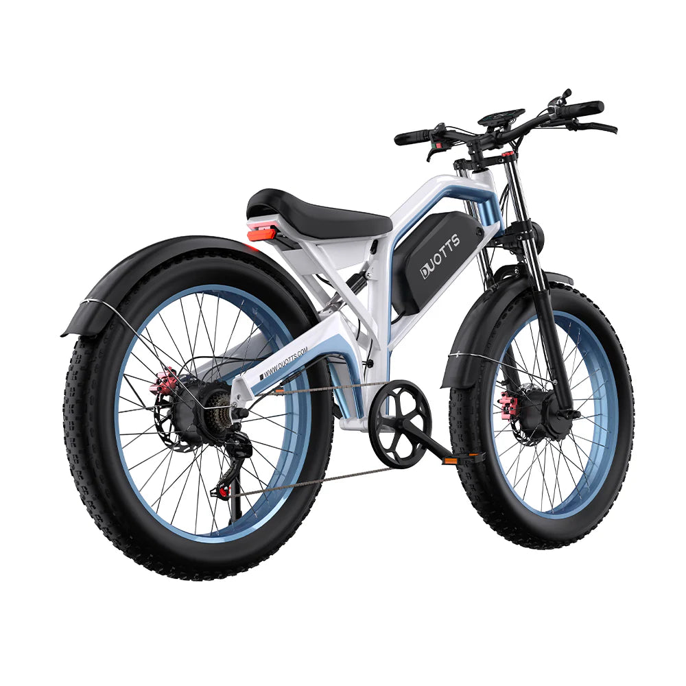 Duotts N26 E-Bike - Motor 750W*2 Battery 48V20AH 26*4.0 Inch Fat Hydraulic Brakes - White Blue
