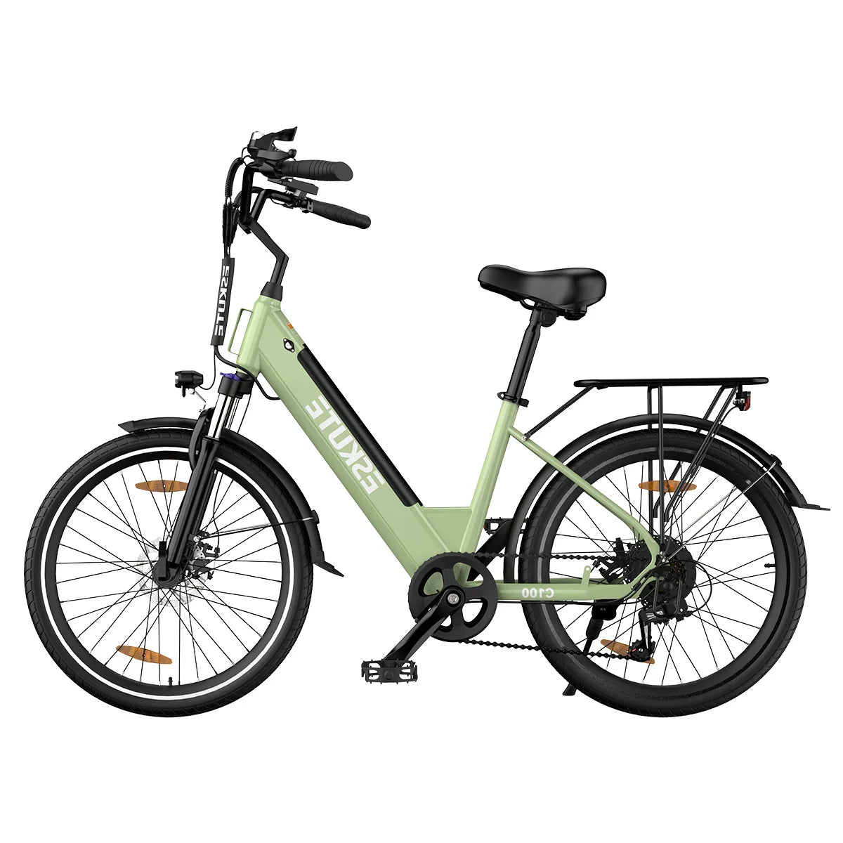 E-Bike ESKUTE C100 -  Motor 250W Motor 36V10.4AH Akku 26x1.75 Zoll Reifen Mechanische Scheibenbremsen - Grün