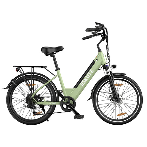 E-Bike ESKUTE C100 -  Motor 250W Motor 36V10.4AH Akku 26x1.75 Zoll Reifen Mechanische Scheibenbremsen - Grün