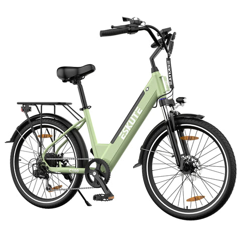 E-Bike ESKUTE C100 -  Motor 250W Motor 36V10.4AH Akku 26x1.75 Zoll Reifen Mechanische Scheibenbremsen - Grün