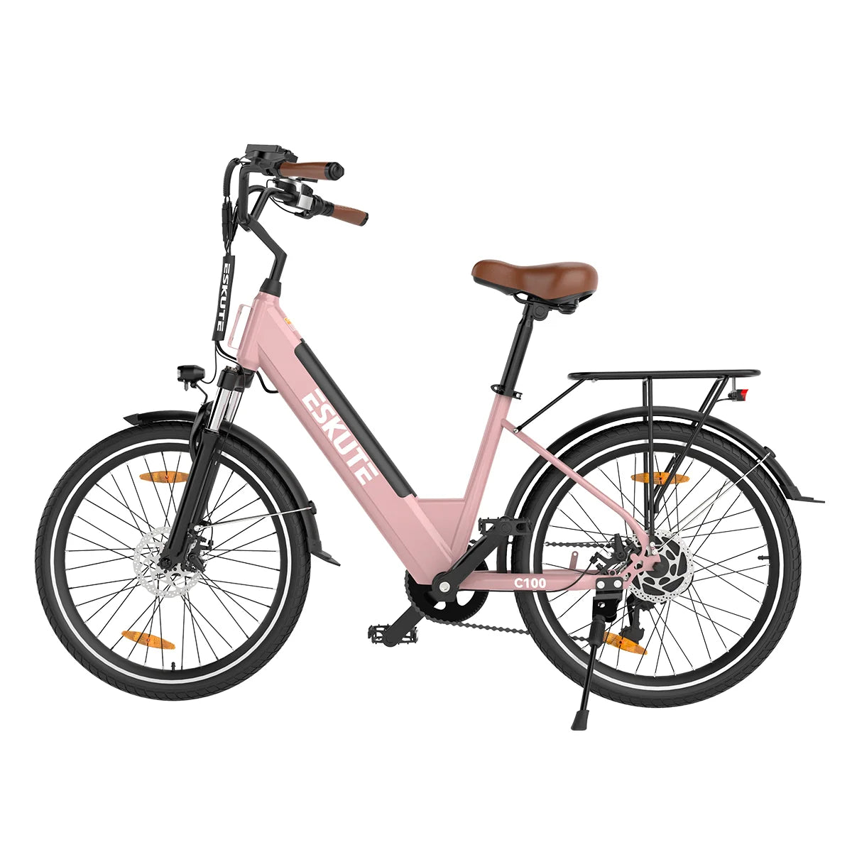 E-Bike ESKUTE C100 -  Motor 250W Motor 36V10.4AH Akku 26x1.75 Zoll Reifen Mechanische Scheibenbremsen - Rosa