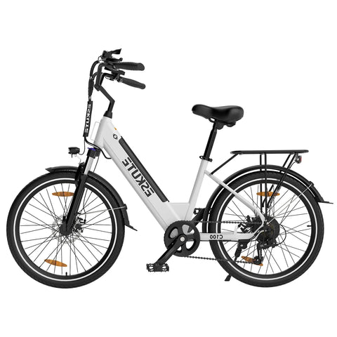 E-Bike ESKUTE C100 -  Motor 250W Motor 36V10.4AH Akku 26x1.75 Zoll Reifen Mechanische Scheibenbremsen - Weiß