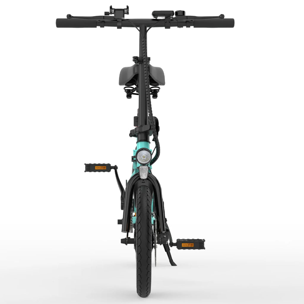 ESKUTE F100 E-Bike mit 14-Zoll-Reifen, 250-W-Motor, 36-V-9-Ah-Akku, mechanischen Scheibenbremsen – Blau