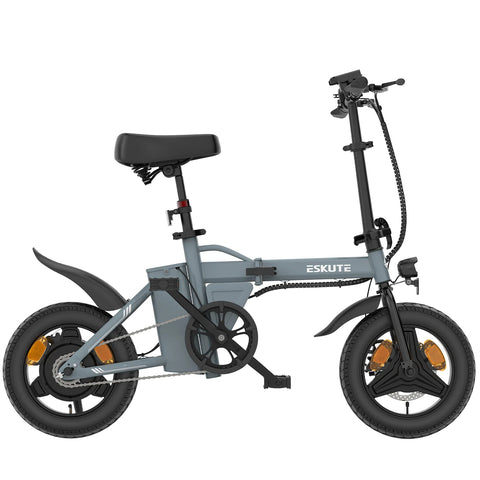 ESKUTE F100 E-Bike (14 Zoll Reifen, 250-W-Motor, 36 V 9 Ah Akku, mechanische Scheibenbremsen) – Grau