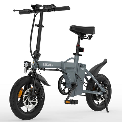 ESKUTE F100 E-Bike (14 Zoll Reifen, 250-W-Motor, 36 V 9 Ah Akku, mechanische Scheibenbremsen) – Grau