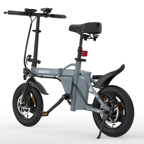 ESKUTE F100 E-Bike (14 Zoll Reifen, 250-W-Motor, 36 V 9 Ah Akku, mechanische Scheibenbremsen) – Grau