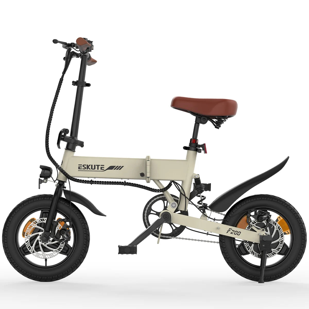 ESKUTE F200 E-Bike - 250W Motor 36V 7.8Ah Batterie 14 Zoll Reifen    Mit Mechanischer Scheibenbremse - Beige