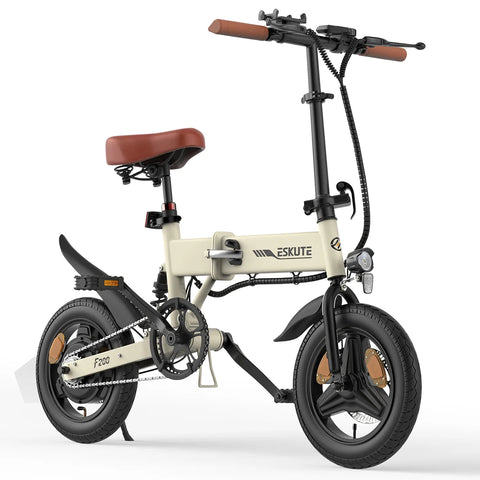 ESKUTE F200 E-Bike - 250W Motor 36V 7.8Ah Batterie 14 Zoll Reifen    Mit Mechanischer Scheibenbremse - Beige
