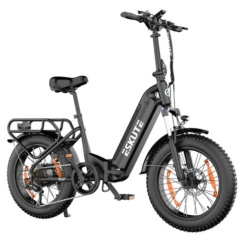 ESKUTE Star E-Bike - 250W Motor 36V25AH Batterie 20 Zoll Reifen Hydraulische Scheibenbremse - Schwarz