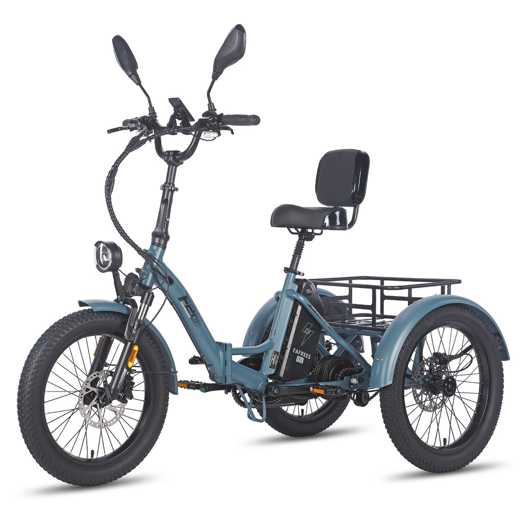 FAFREES F20 Mate E-Lastenrad - Motor 500W Akku 48V23.45AH 20-Zoll-Rädern Hydraulikbremse Sattel mit Rückenlehne - Graublau