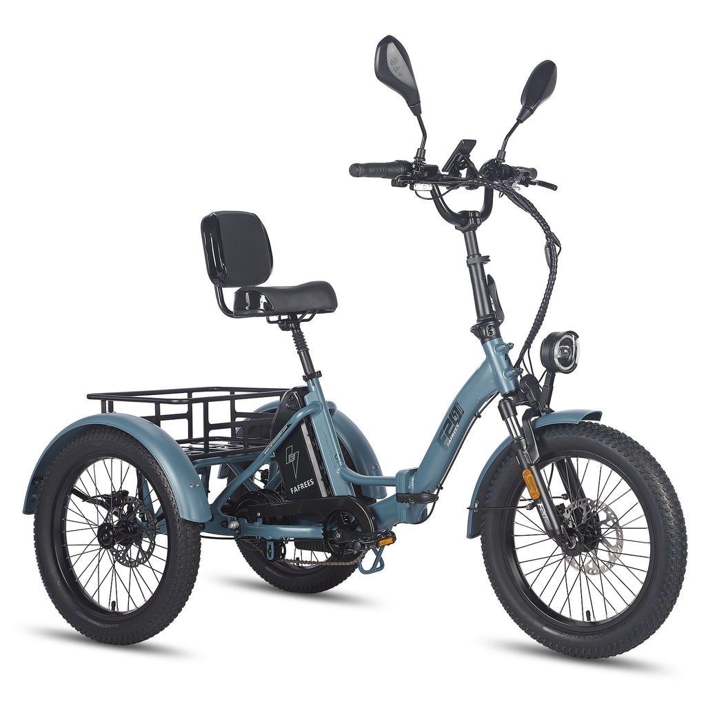 FAFREES F20 Mate E-Lastenrad - Motor 500W Akku 48V23.45AH 20-Zoll-Rädern Hydraulikbremse Sattel mit Rückenlehne - Graublau