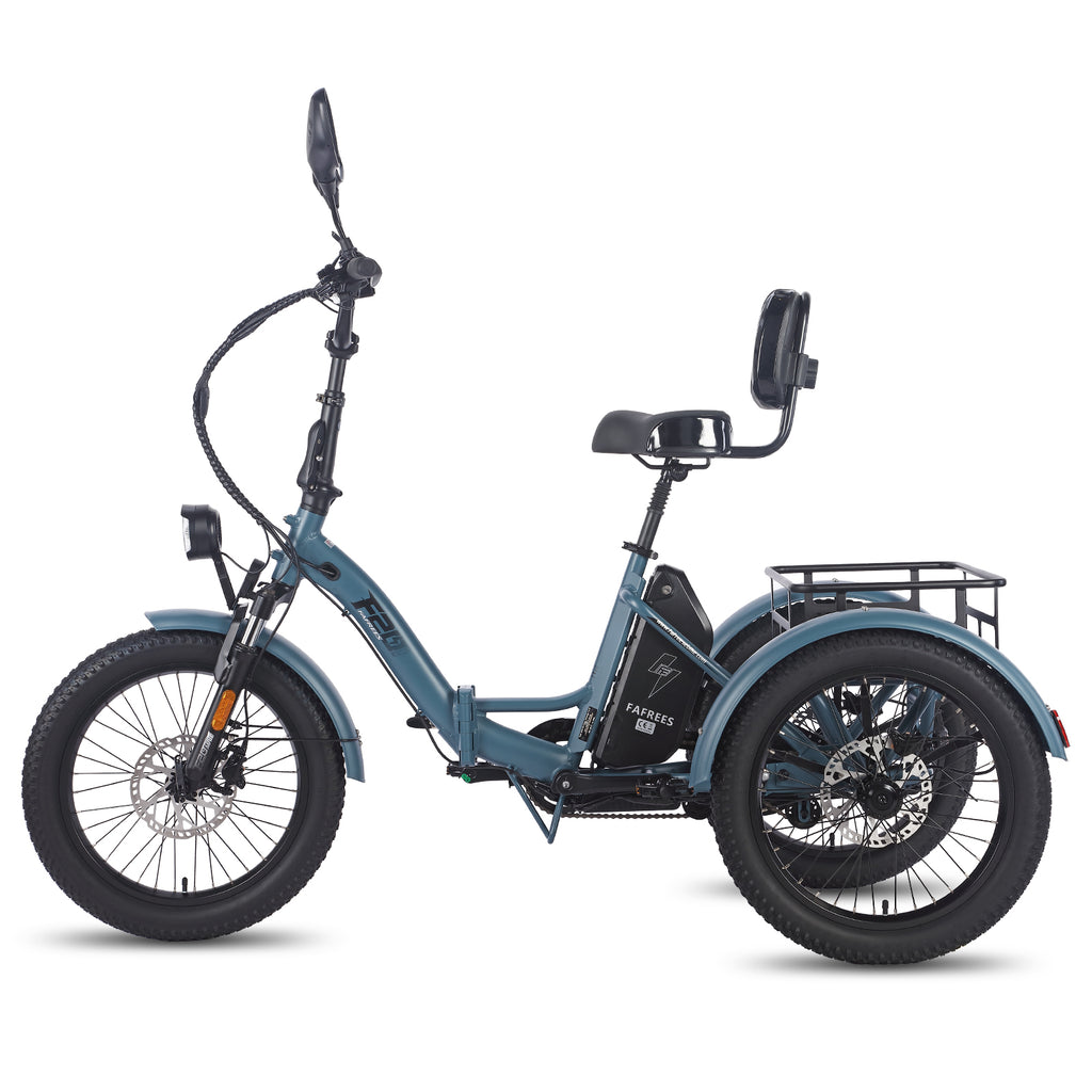 FAFREES F20 Mate E-Lastenrad - Motor 500W Akku 48V23.45AH 20-Zoll-Rädern Hydraulikbremse Sattel mit Rückenlehne - Graublau
