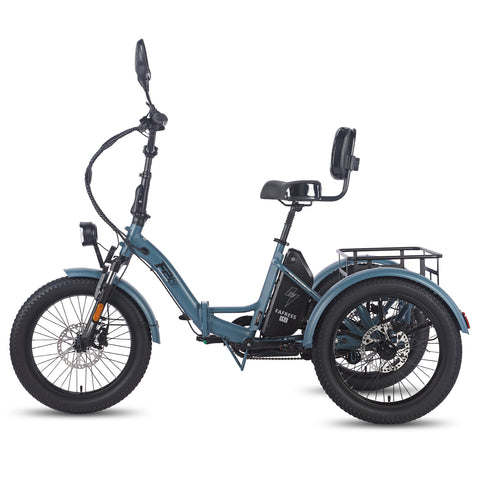 FAFREES F20 Mate E-Lastenrad - Motor 500W Akku 48V23.45AH 20-Zoll-Rädern Hydraulikbremse Sattel mit Rückenlehne - Graublau