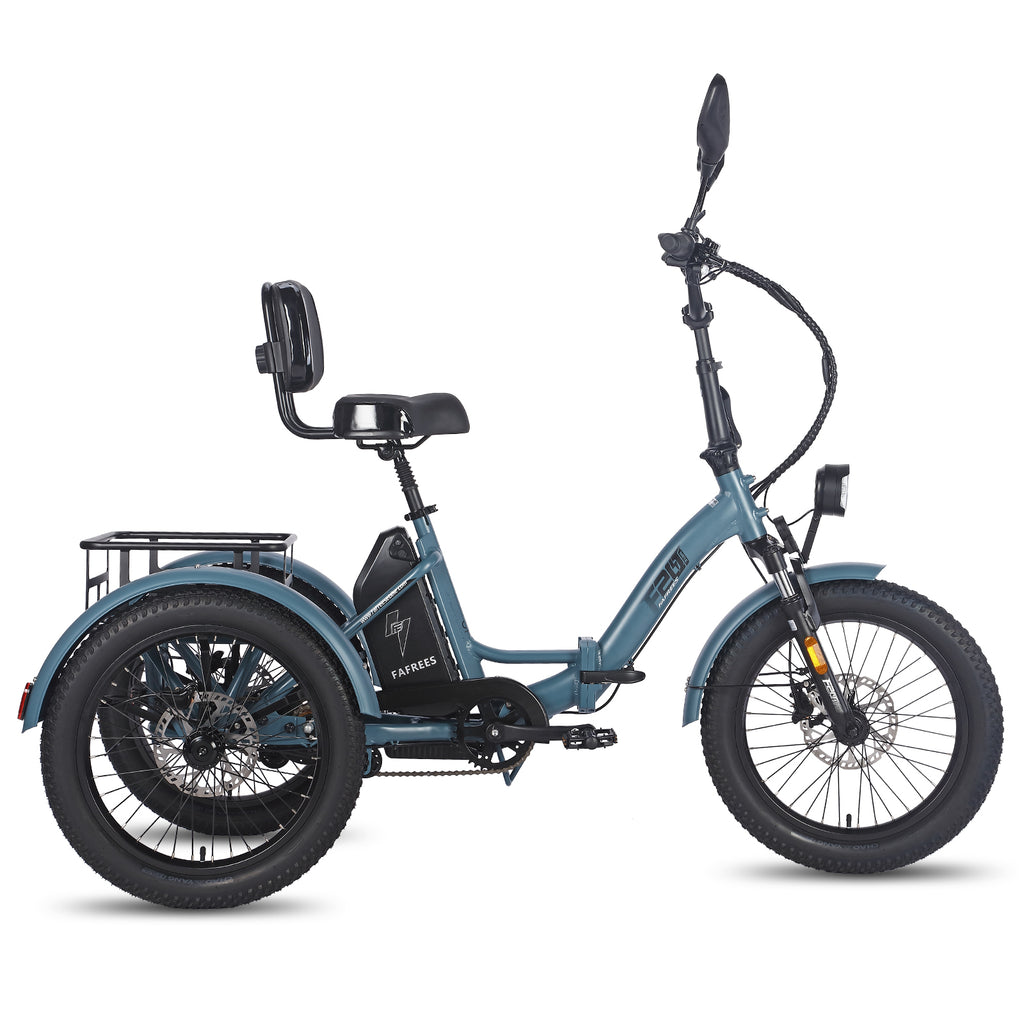 FAFREES F20 Mate E-Lastenrad - Motor 500W Akku 48V23.45AH 20-Zoll-Rädern Hydraulikbremse Sattel mit Rückenlehne - Graublau