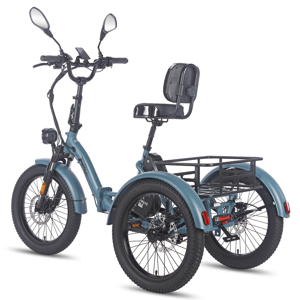 FAFREES F20 Mate E-Lastenrad - Motor 500W Akku 48V23.45AH 20-Zoll-Rädern Hydraulikbremse Sattel mit Rückenlehne - Graublau