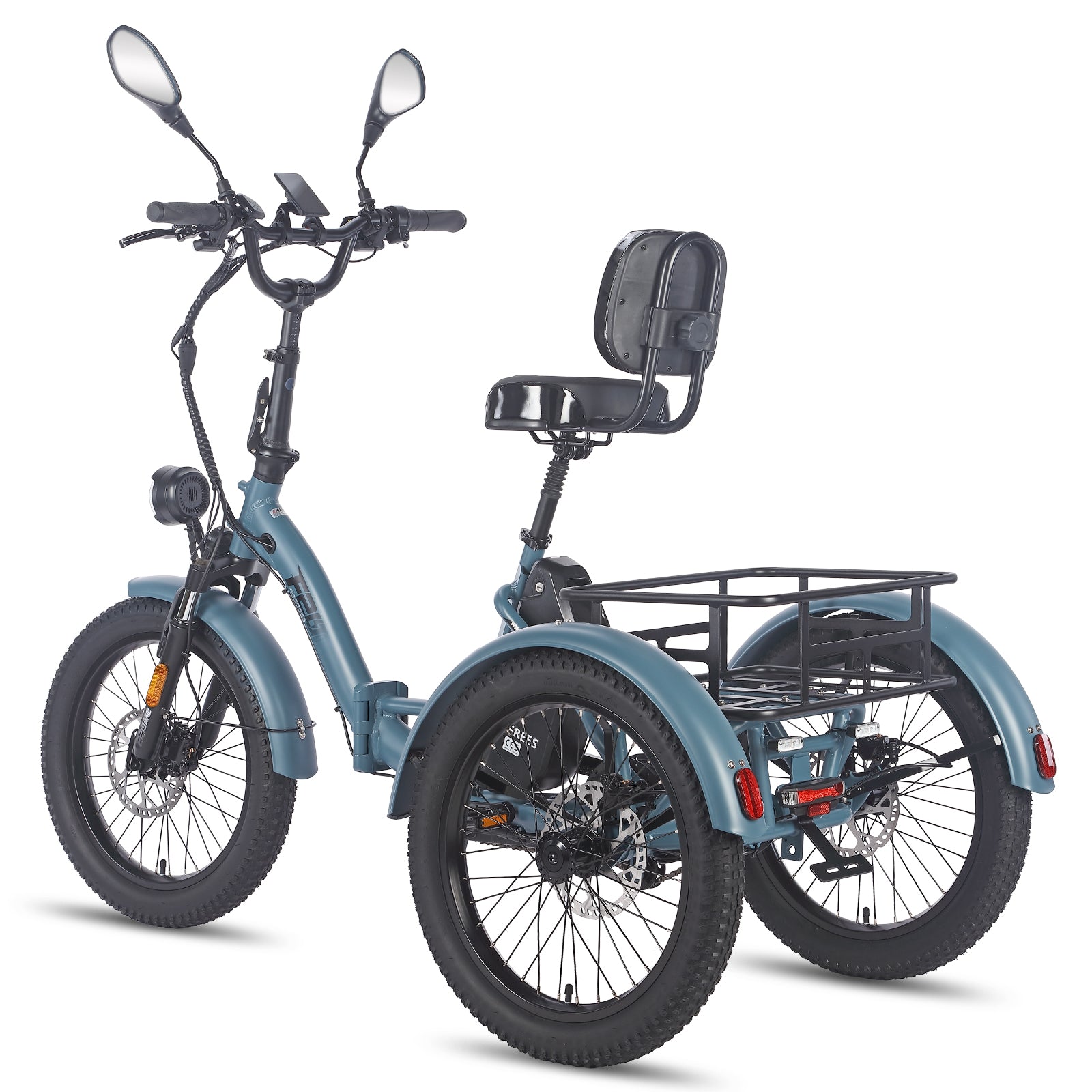 FAFREES F20 Mate E-Lastenrad - Motor 500W Akku 48V23.45AH 20-Zoll-Rädern Hydraulikbremse Sattel mit Rückenlehne - Graublau