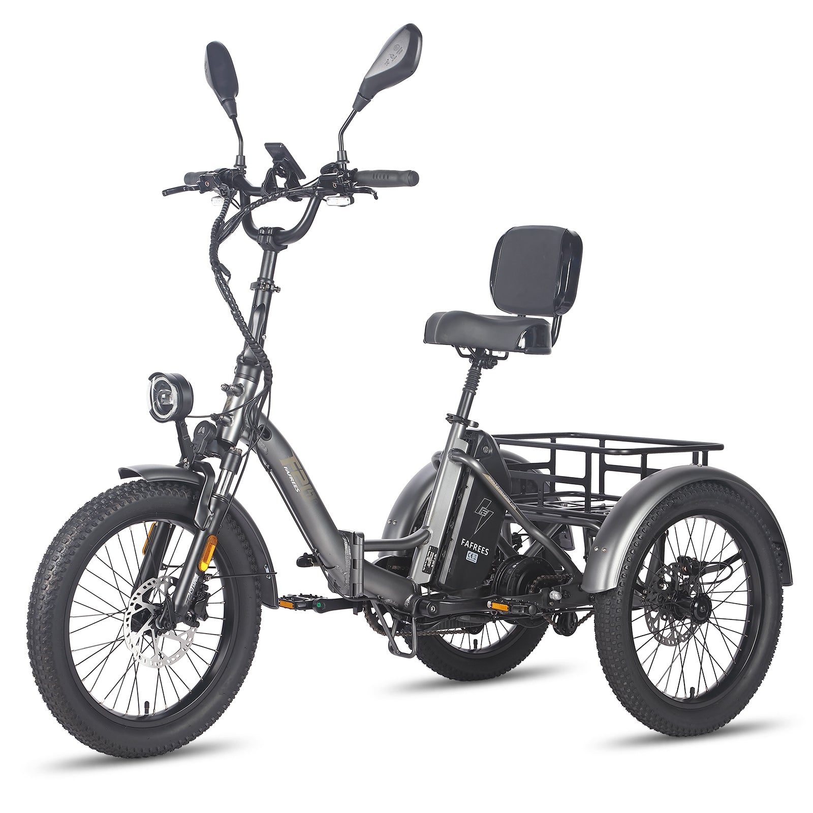 FAFREES F20 Mate E-Lastenrad - Motor 500W Akku 48V23.45AH 20-Zoll-Rädern Hydraulikbremse Sattel mit Rückenlehne - Grau