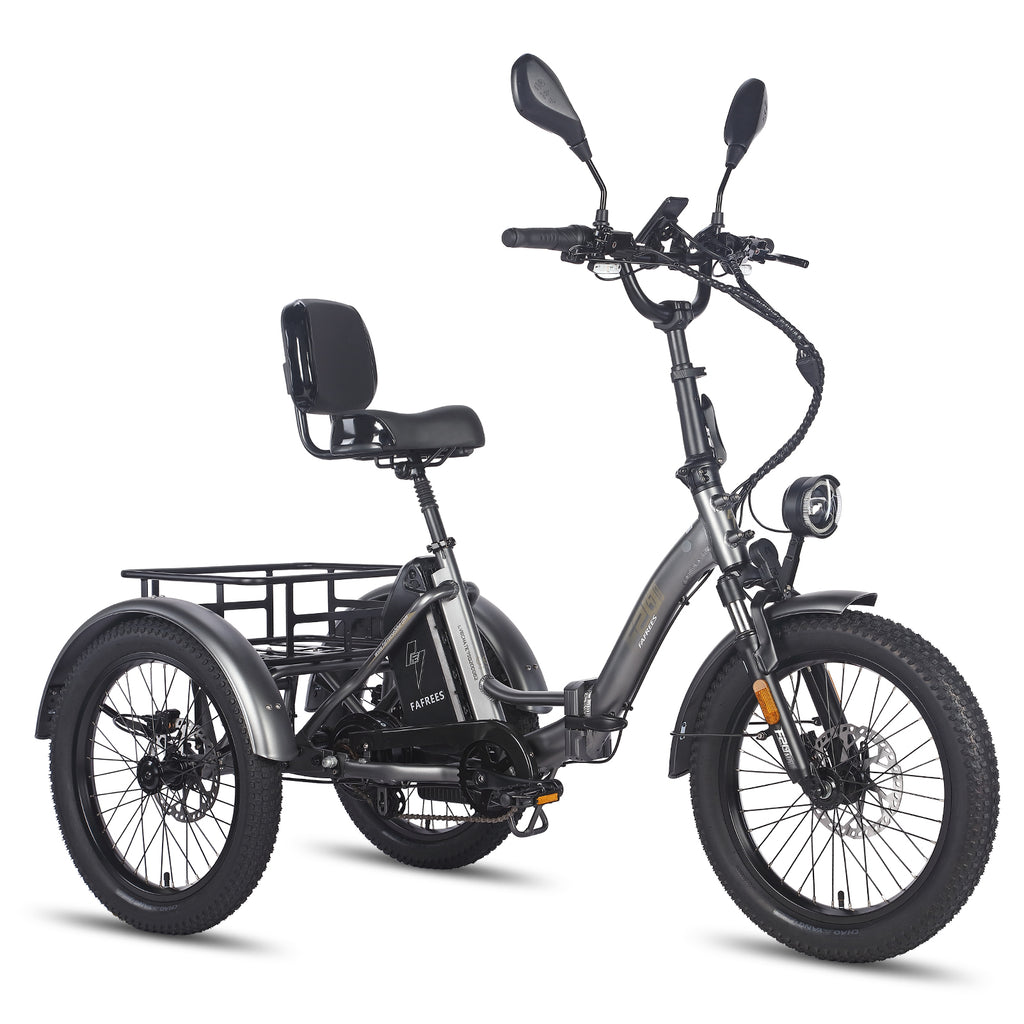 FAFREES F20 Mate E-Lastenrad - Motor 500W Akku 48V23.45AH 20-Zoll-Rädern Hydraulikbremse Sattel mit Rückenlehne - Grau