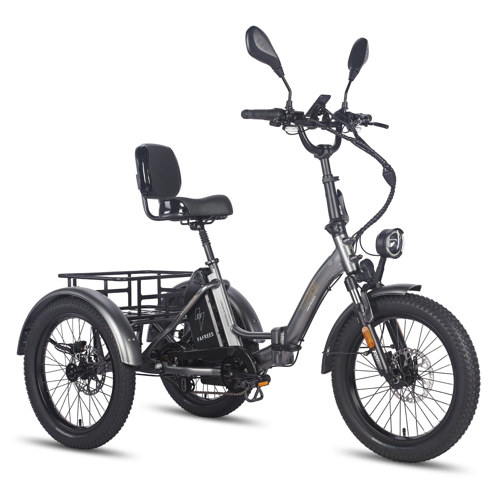 FAFREES F20 Mate E-Lastenrad - Motor 500W Akku 48V23.45AH 20-Zoll-Rädern Hydraulikbremse Sattel mit Rückenlehne - Grau