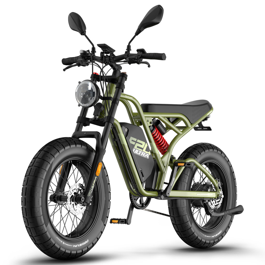 FAFREES F20 Ultra Vélo électrique - Moteur 750W Batterie 48V25AH Roues 20 pouces Freins à disque hydrauliques - Vert militaire