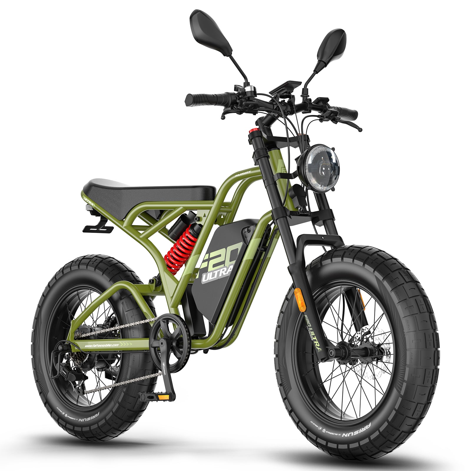 FAFREES F20 Ultra Vélo électrique - Moteur 750W Batterie 48V25AH Roues 20 pouces Freins à disque hydrauliques - Vert militaire
