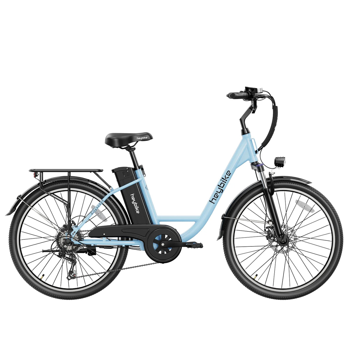 E-Bike Heybike Cityscape - 250W Akku 36V10Ah 26 Zoll Reifen Mechanische Scheibenbremse - Blau